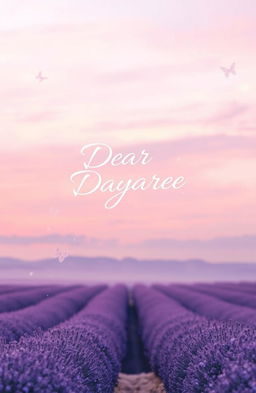 The cover of a poetry collection titled 'Dear Dayaree', featuring a serene and dreamy landscape at dusk, with soft pastel colors blending in the sky—pink, lavender, and gentle blues