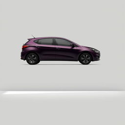 A simple and elegant design of a Tiago EV car, showcasing its sleek body in a midnight black plum color