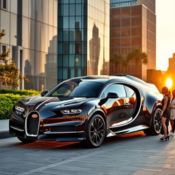 A stunning Bugatti truck, showcasing its signature sleek, aerodynamic design, powerful stance, and luxurious finishes