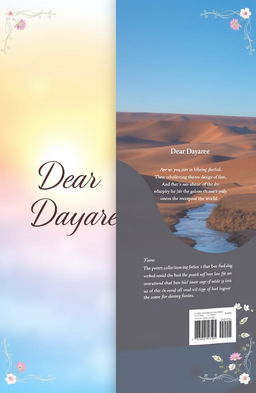 A beautifully designed book cover and back cover for a poetry collection titled 'Dear Dayaree'