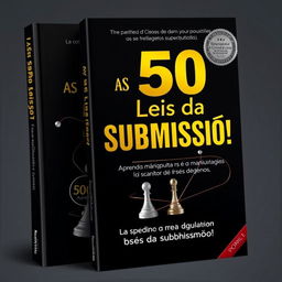 A captivating book cover design for a self-help and strategy book titled 'As 50 Leis da Submissão!' with the subtitle 'Aprenda a manipular através da submissão!'