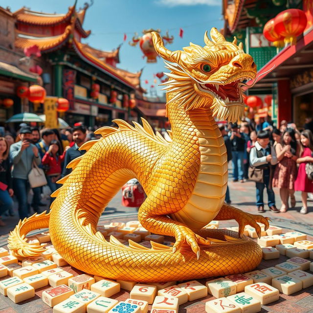 A stunning and majestic golden dragon recently discovered by a civilian who proudly displays it to the public