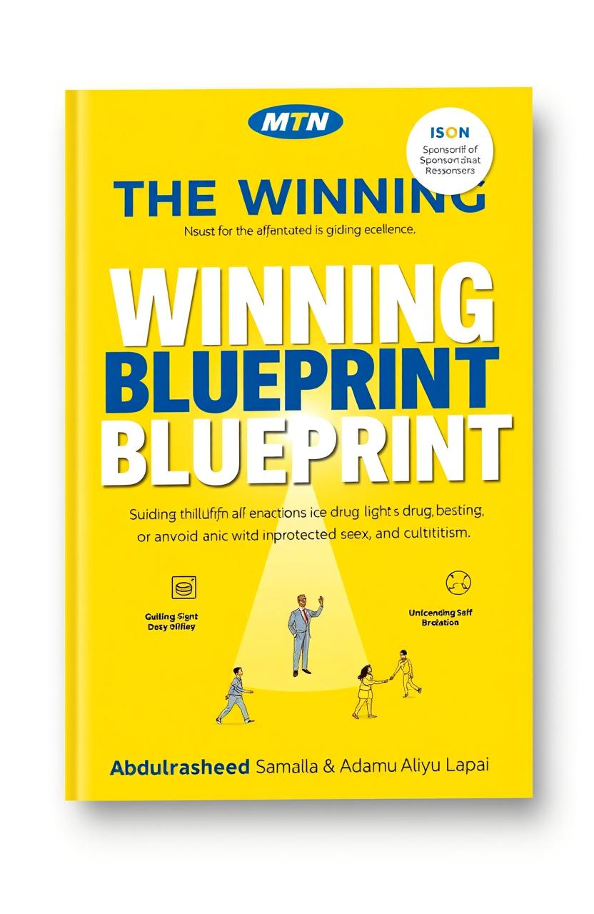 A visually striking book cover for "The Winning Blueprint" featuring bold, eye-catching typography with the title in prominent, inspiring text