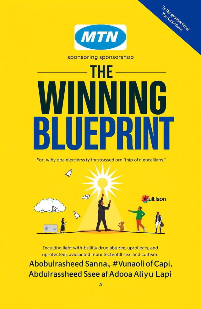 A visually striking book cover for "The Winning Blueprint" featuring bold, eye-catching typography with the title in prominent, inspiring text