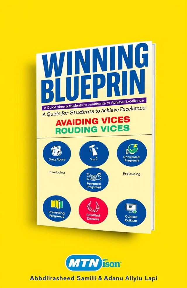 A book cover design for 'The Winning Blueprint' on a vibrant yellow background