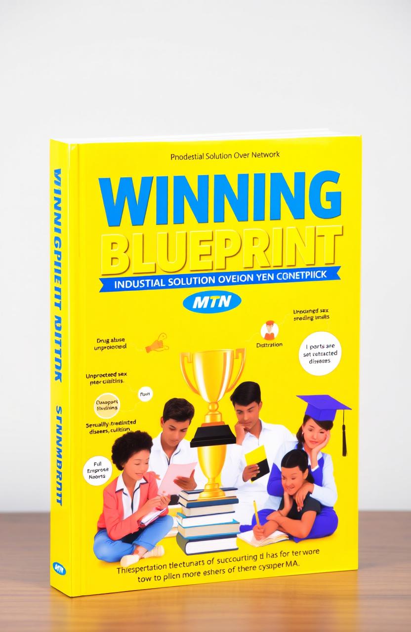 A book cover for 'Winning Blueprint: Sponsored by MTN' with a vibrant yellow background