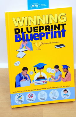 A book cover for 'Winning Blueprint: Sponsored by MTN' with a vibrant yellow background