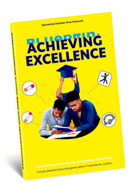 A book cover design for 'Blueprint: Achieving Excellence' sponsored by MTN ISON (Industrial Solutions Over Network)
