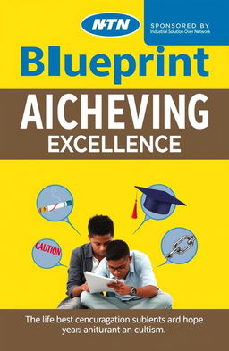 A book cover design for 'Blueprint: Achieving Excellence' sponsored by MTN ISON (Industrial Solutions Over Network)