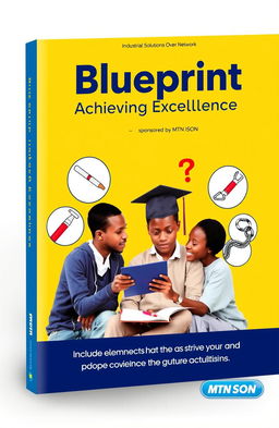 A book cover design for 'Blueprint: Achieving Excellence' sponsored by MTN ISON (Industrial Solutions Over Network)