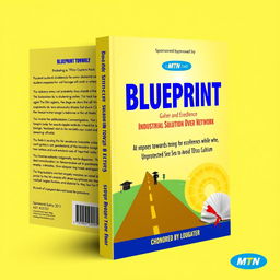 A vibrant book cover design titled 'Blueprint: Industrial Solution Over Network' sponsored by MTN