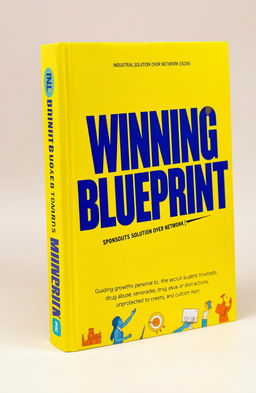 A vibrant yellow book cover titled 'Winning Blueprint' sponsored by MTN, featuring the subtitle 'Industrial Solution Over Network (ISON)'