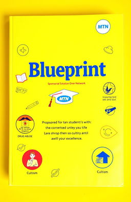 A book cover titled 'Blueprint: Sponsored by MTN - Industrial Solution Over Network', featuring a vibrant yellow background