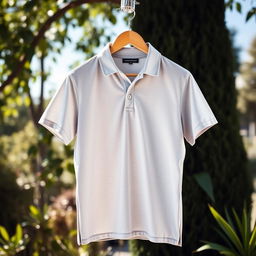 A stylish and modern light gray polo shirt, featuring a classic collar, short sleeves, and a slim fit silhouette