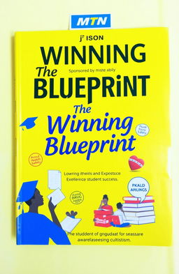 A book cover titled 'The Winning Blueprint' sponsored by MTN ISON, featuring a vibrant yellow background