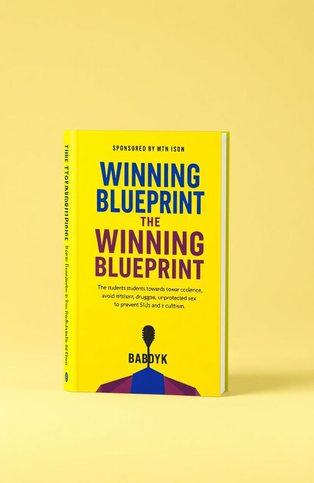 A visually striking book cover design for 'The Winning Blueprint', sponsored by MTN ISON