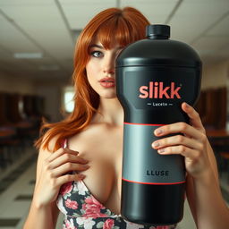 A captivating close-up of a gorgeous female redhead, showcasing her beautiful features in a torso shot