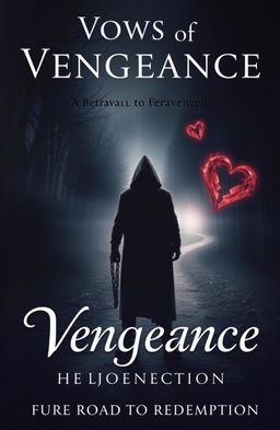 A striking and emotionally powerful book cover for a fiction novel titled 'Vows of Vengeance: The Road to Redemption'