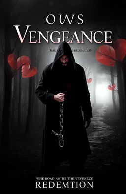 A striking and emotionally powerful book cover for a fiction novel titled 'Vows of Vengeance: The Road to Redemption'