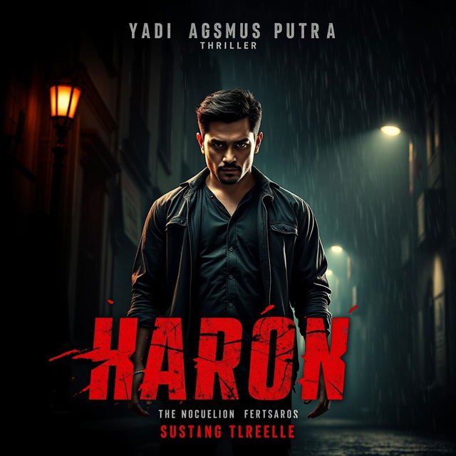 A gripping thriller movie poster featuring actor Yadi Agusman Putra as the protagonist