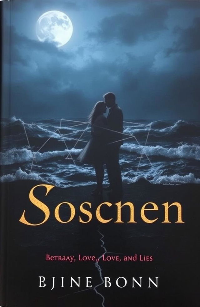 A dark, moody book cover depicting a moonlit ocean with turbulent waves, hinting at hidden secrets beneath the surface