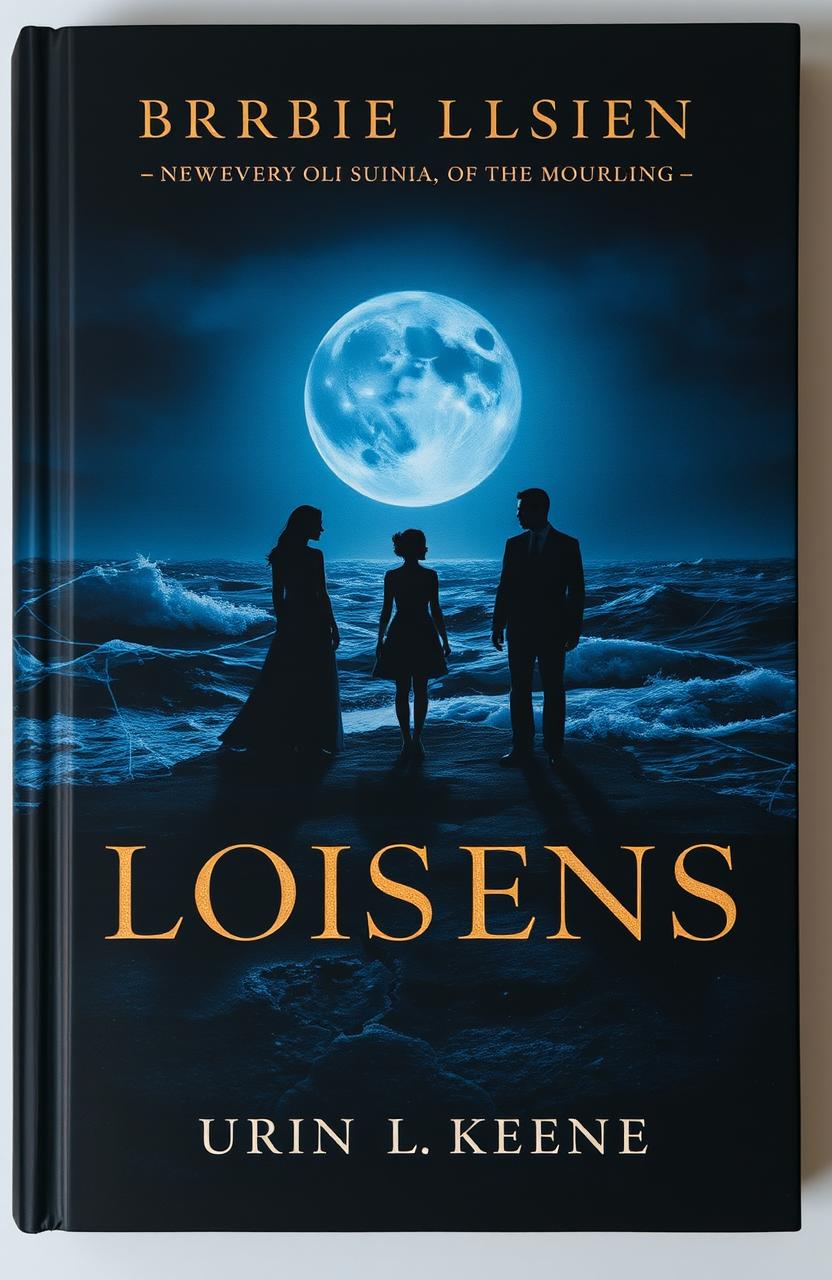 A dark, moody book cover depicting a moonlit ocean with turbulent waves, hinting at hidden secrets beneath the surface