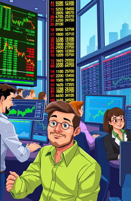A visually engaging illustration representing options trading in a vibrant, modern financial setting