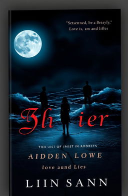 A dark, moody book cover featuring a moonlit ocean with turbulent waves that suggest hidden secrets beneath the surface