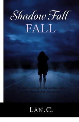 A dark, mysterious scene set on a foggy, dimly lit road or a shadowy lake at dusk