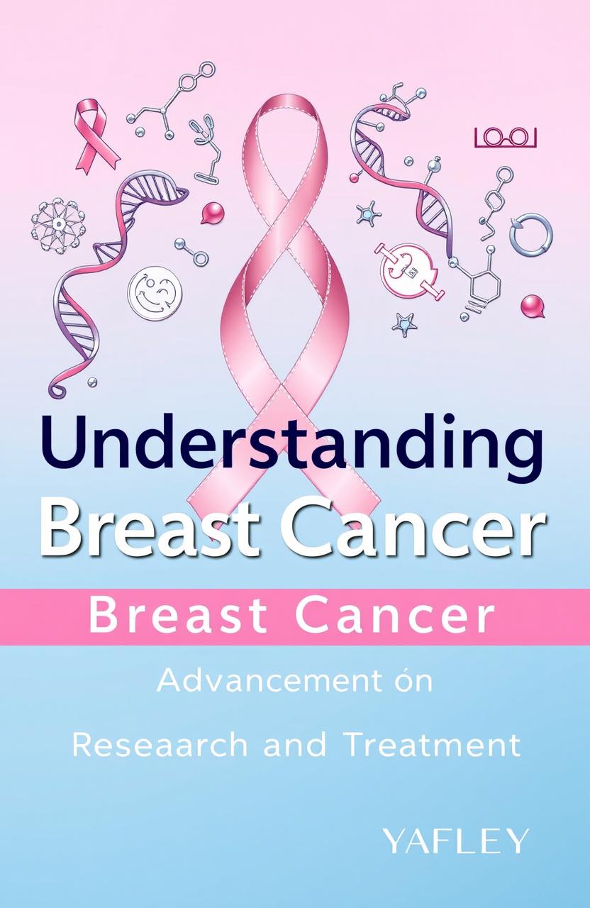 A detailed, visually appealing cover for a scientific book on breast cancer