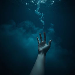 A mystical underwater scene featuring a dark theme with misty fog swirling through the water