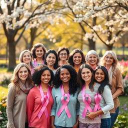 A powerful image symbolizing hope and strength in the fight against breast cancer