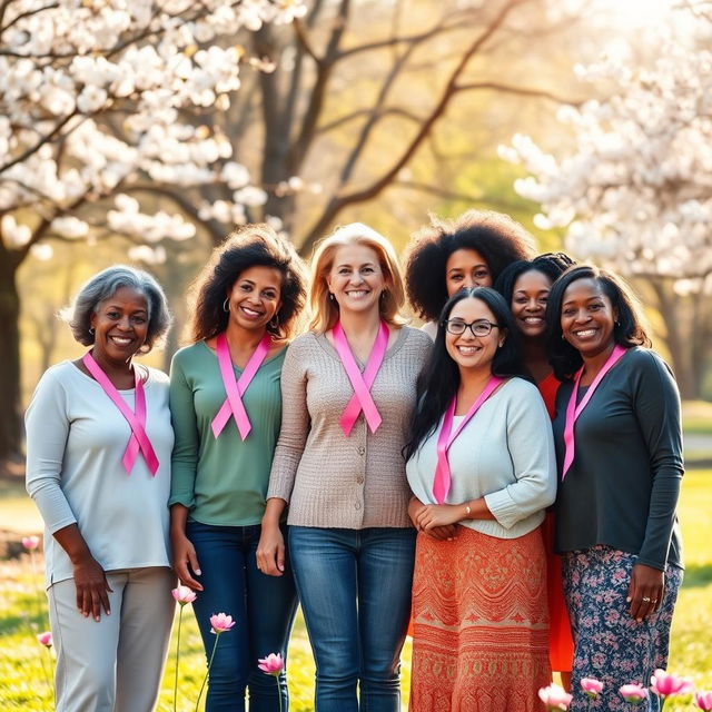 A powerful image symbolizing hope and strength in the fight against breast cancer