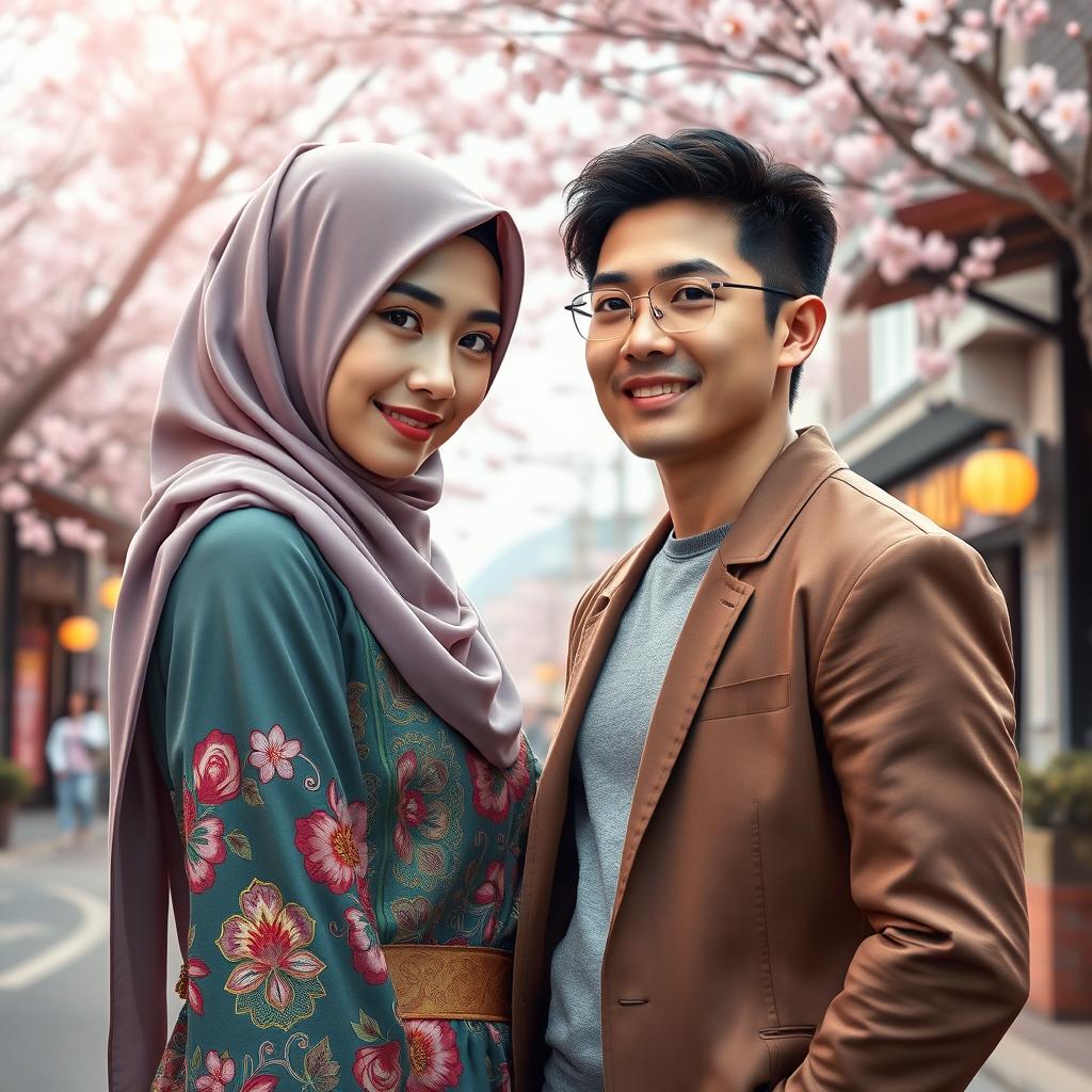 A visually striking book cover design that captures the essence of a Muslim woman longing for love from a handsome Korean man in Korea