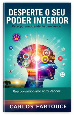 A self-help book cover titled "Desperte O Seu Poder Interior" with the subtitle "Reprogramando a Mente para Vencer" by author Carlos Fartouce