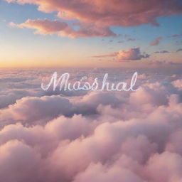 A scenic sunset over the landscape, with the word 'Maishal' elegantly written in cursive in the sky amongst the cotton-candy clouds.