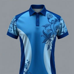A stylish futsal jersey featuring a collar, designed with intricate biological-themed batik patterns