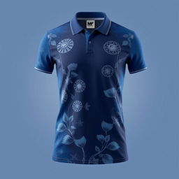 A stylish futsal jersey featuring a collar, designed with intricate biological-themed batik patterns