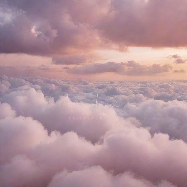 A scenic sunset over the landscape, with the word 'Maishal' elegantly written in cursive in the sky amongst the cotton-candy clouds.