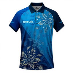 A stylish futsal jersey featuring a collar, designed with intricate biological-themed batik patterns