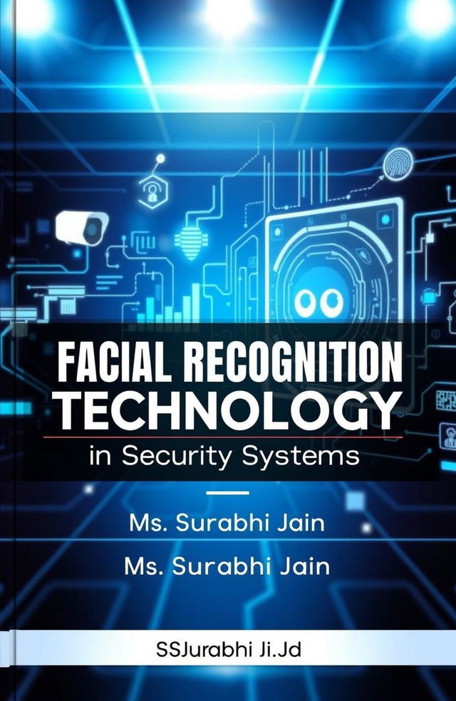 A captivating book cover for 'Facial Recognition Technology in Security Systems' authored by Ms