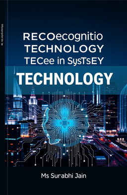 A detailed book cover design for a technical book titled "Facial Recognition Technology in Security Systems" written by Ms