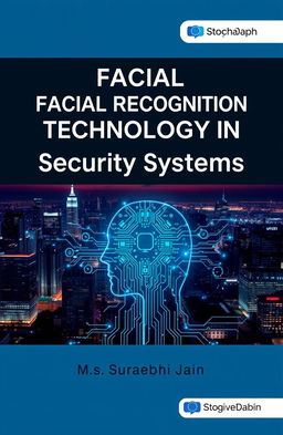 A detailed book cover design for a technical book titled "Facial Recognition Technology in Security Systems" written by Ms