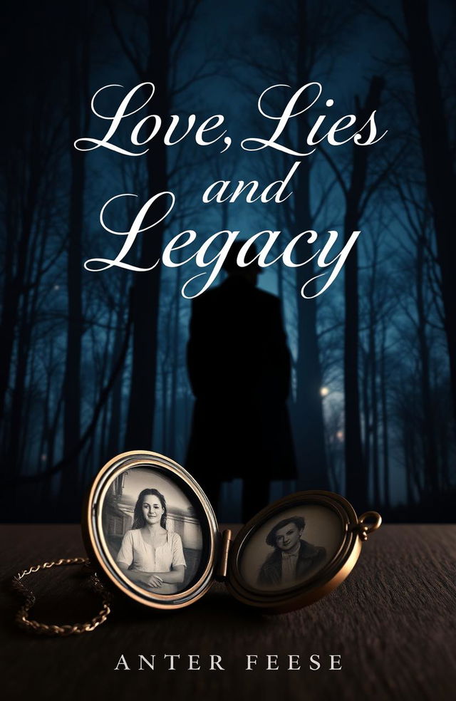 A captivating book cover design for 'Love, Lies and Legacy', featuring a mysterious and romantic atmosphere