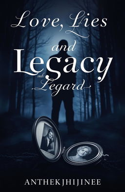 A captivating book cover design for 'Love, Lies and Legacy', featuring a mysterious and romantic atmosphere