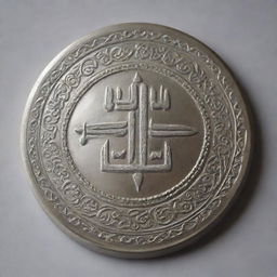 The full name 'Ushrath Hussain' elegantly embossed on a silver medallion under soft, calming light.