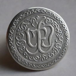 The full name 'Ushrath Hussain' elegantly embossed on a silver medallion under soft, calming light.