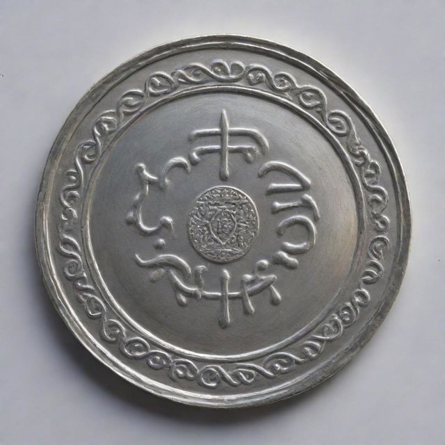 The full name 'Ushrath Hussain' elegantly embossed on a silver medallion under soft, calming light.