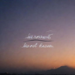 The name 'Ushrath Hussain' written in an elegant, flowing script against a serene background of a twilight sky.