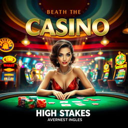 A vibrant casino-themed movie poster featuring a stylish woman engaged in an exciting betting scene